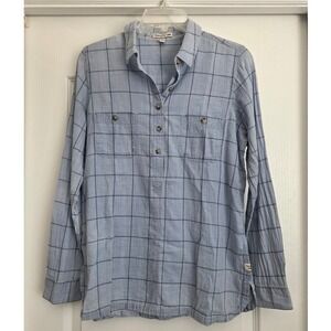 Toad & Co Cairn Plaid Windowpane Long Sleeve Popover Shirt Sz M Organic Outdoor‎